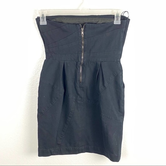7 FOR ALL MANKIND Black Denim Strapless Mini Dress, Size Small - Picture 2 of 9